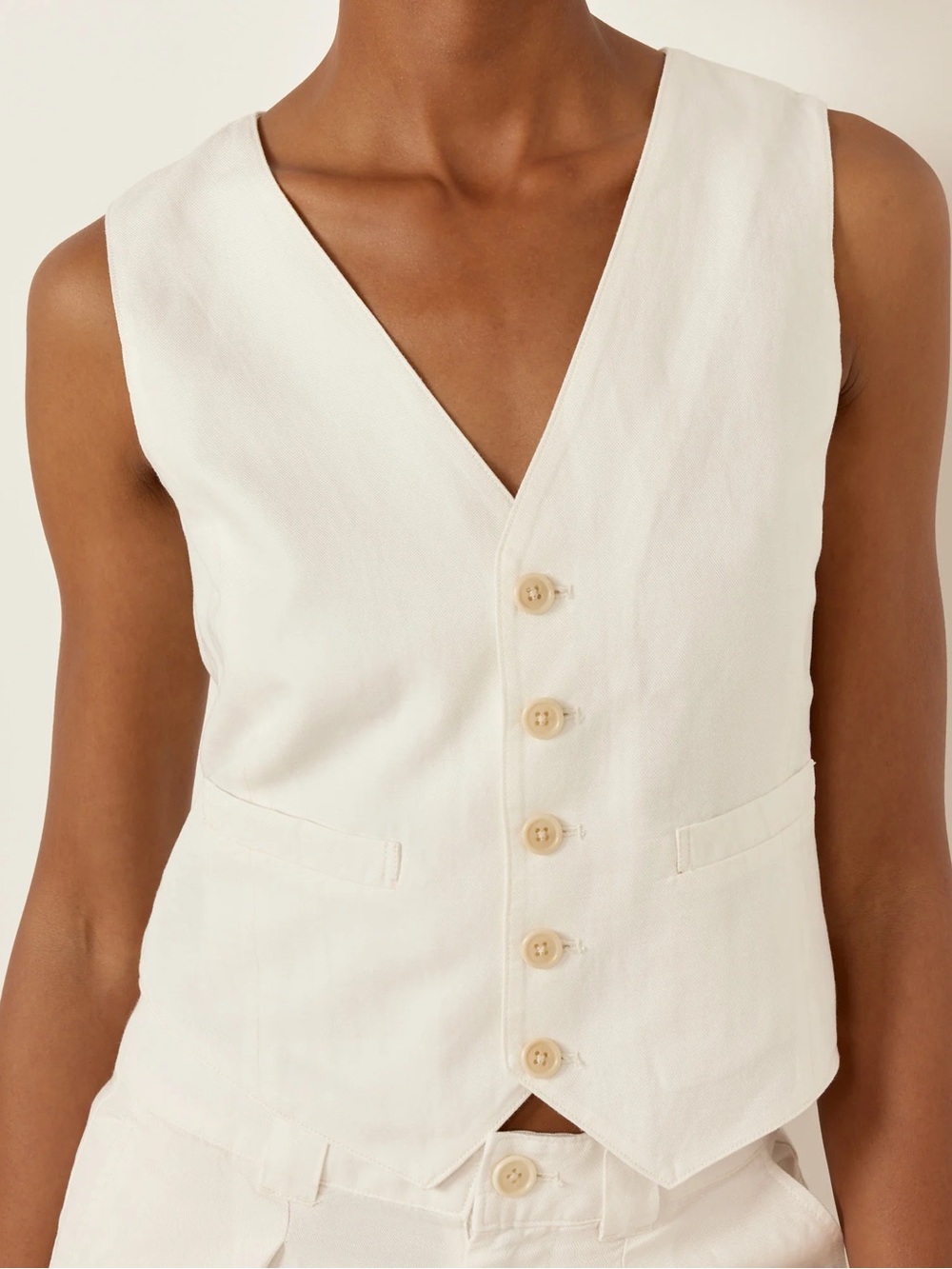 New Alex Mill Kam Linen-Blend Twill Vest White M